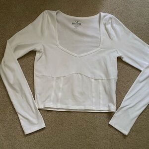 Hollister Long Sleeve Tee White Medium